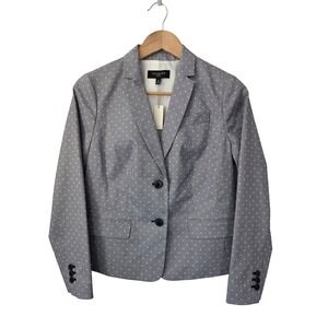 Talbots Womens Petite Blazer Jacket Size 8P Gray Square Dot Pockets NWT $179